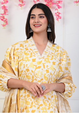 Yellow-Georgette-Kurti